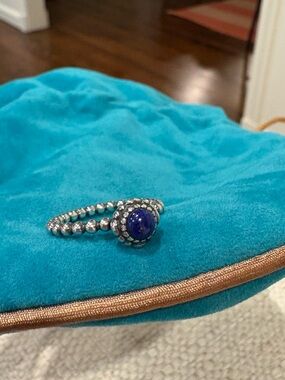 Size 7 Pandora Silver Beaded Birthstone Ring